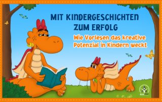 Mama Drache liest dem kleinen Drachen ein Buch vor